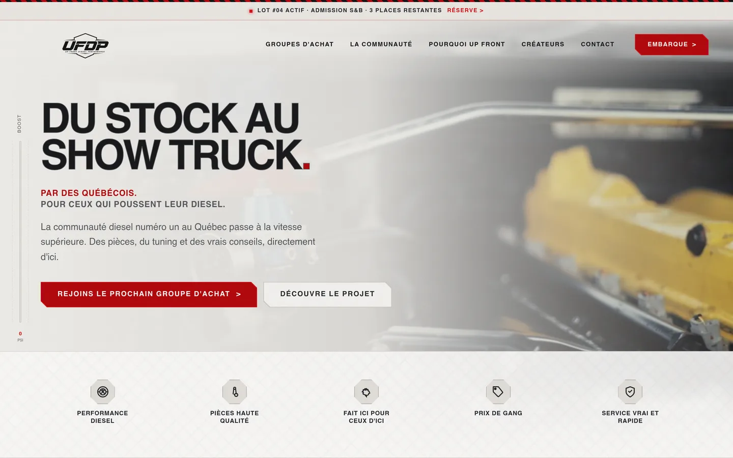 Up Front Diesel — Communauté et groupes d’achat